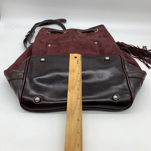 Patricia Nash Leather Crossbody Bags Melrose Drawstring Plum Nubuck Purse - Picture 8 of 12